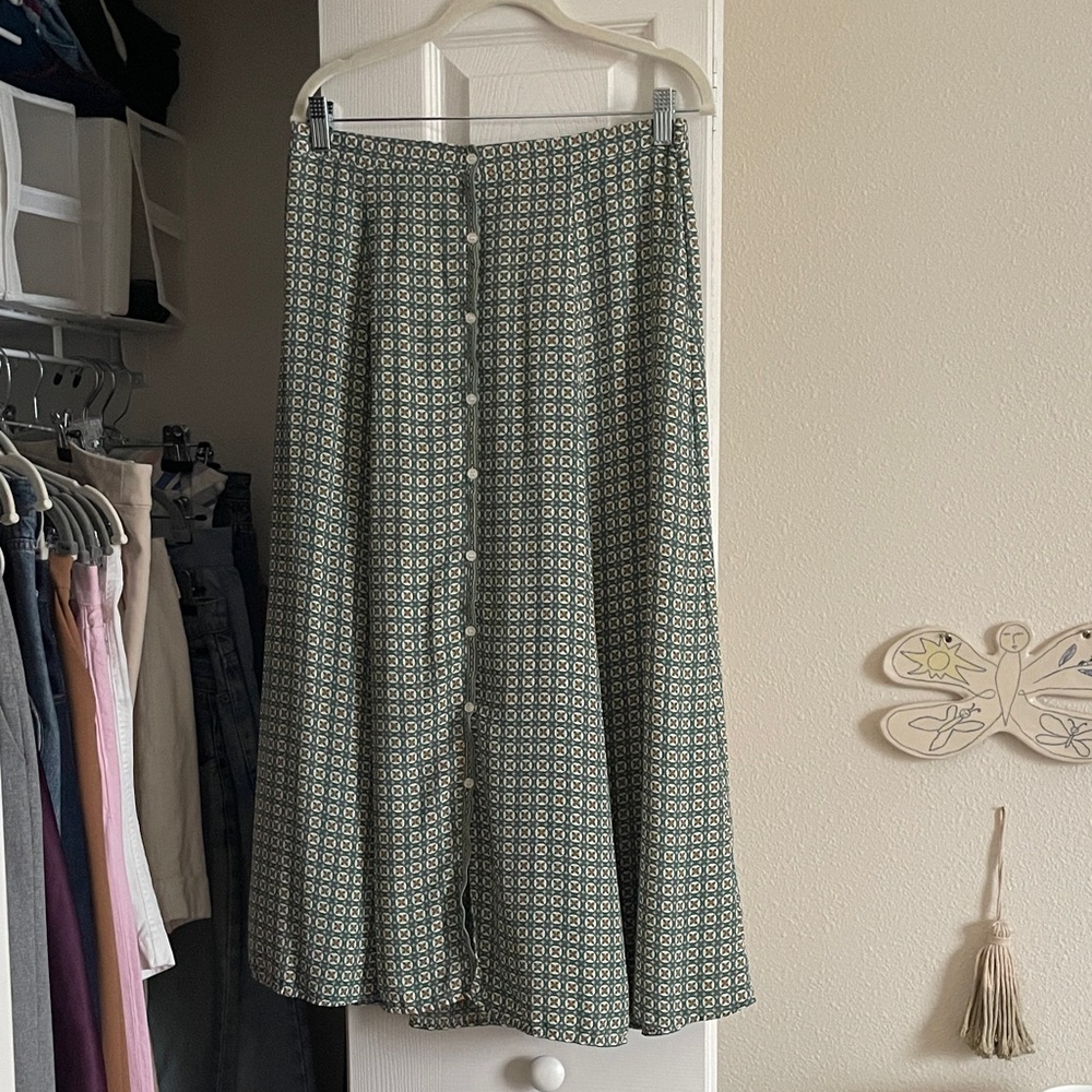 Green Patterned Skirt